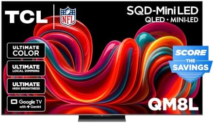 TCL 65 Inch Class QM8L Series | SQD-Mini-LED QLED Smart TV | 65QM8L, 2026 Model | 144Hz | Ultimate Color Brightness & Contrast | Google AI Bang & Olufsen | Voice Control Gaming Streaming Television