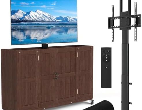 Coperat Solid Wood Outdoor Motorized TV Lift Cabinet for 32–65” TVs