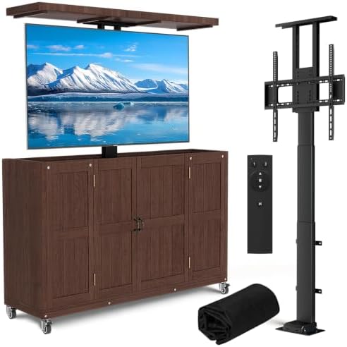 Coperat Solid Wood Outdoor Motorized TV Lift Cabinet for 32–65” TVs